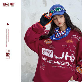 BJHG不计后果 美式暖皮卫衣男款秋季2025新款机车风情侣长袖T恤女