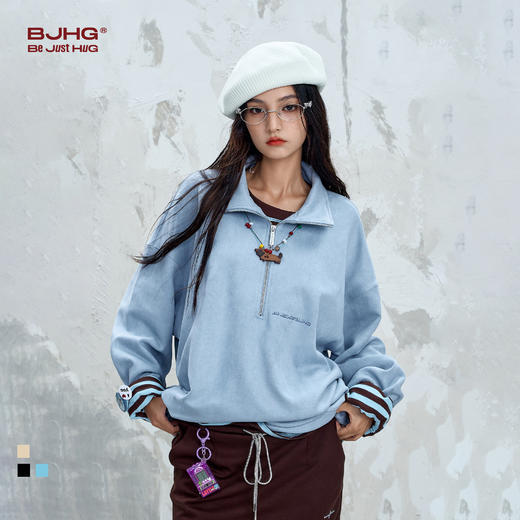 BJHG不计后果美式休闲纯色卫衣男生秋季2025新款POLO衫情侣外套女 商品图0