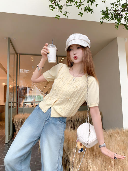 【149元任选2件】 现货！针织蝴蝶结短袖 商品图10