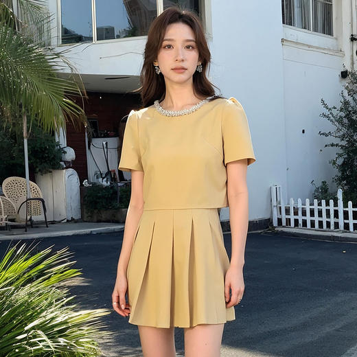 奢姿大码女装2026夏季新款时尚水钻装饰气质暗纹印花减龄两件套装9952953548 商品图2