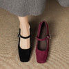 【预售5天】方头玛丽珍鞋女通勤百搭粗跟酒红色一字带中跟单鞋不累脚高跟鞋女AJ&AJ9997 商品缩略图2