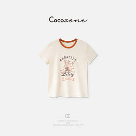 COCO ZONE 刘一一”小马T“长绒棉混纺透气圆领短袖T恤 CD2A1674