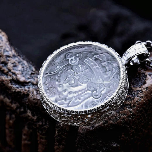 s925纯银白水晶扎基拉姆吊坠男女新款复古高级感挂坠精致扎基拉姆项链直径3cm 商品图5