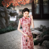奥黛旗袍改良版夏季高端年轻款碎花减龄连衣裙粉色7790 商品缩略图1