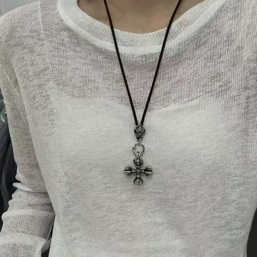 高端s925纯银大鹏鸟项链绳子男女复古多功能扣金刚杵编织吊坠挂绳 商品图7