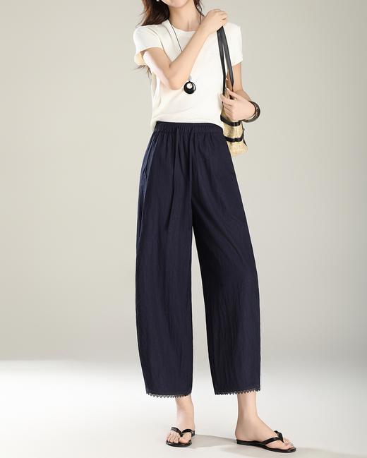 新款超薄凉快阔腿休闲气球八分裤睫毛裤 商品图6