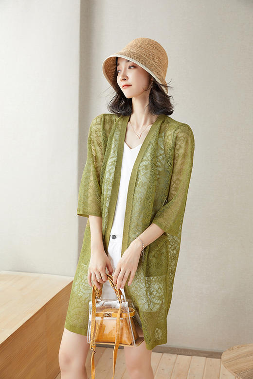 天丝莱赛尔精致薄款镂空防晒中长开衫空调衫 商品图7