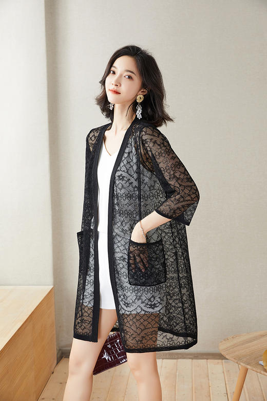 天丝莱赛尔精致薄款镂空防晒中长开衫空调衫 商品图6