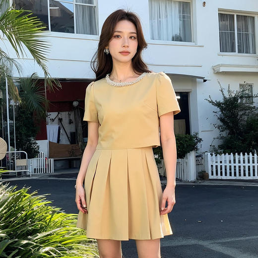 奢姿大码女装2026夏季新款时尚水钻装饰气质暗纹印花减龄两件套装9952953548 商品图3