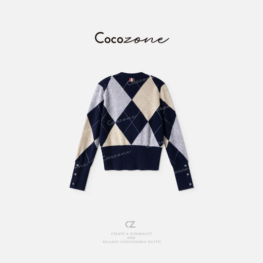 COCO ZONE 刘一一 【100羊毛】经典菱形格纹毛织上衣 CD2A1597 商品图1