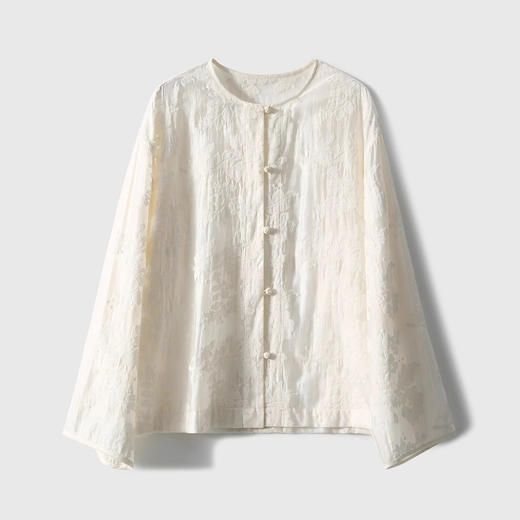 新中式蕾丝提花天丝国风盘扣轻薄防晒小衫 商品图6