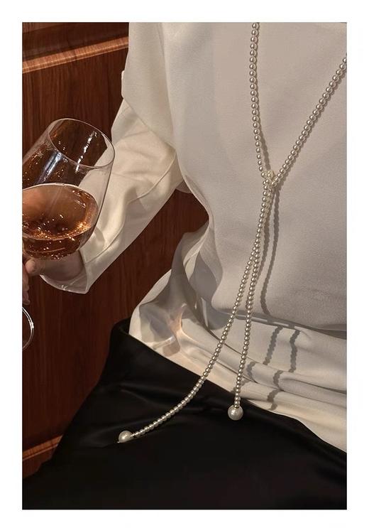 宝藏款多种戴法施华洛珍珠项链时髦超长多层叠戴衬衫毛衣链 商品图10