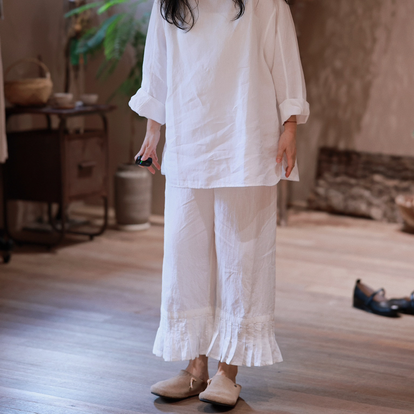 黄阿福 汉麻风琴褶衬裤