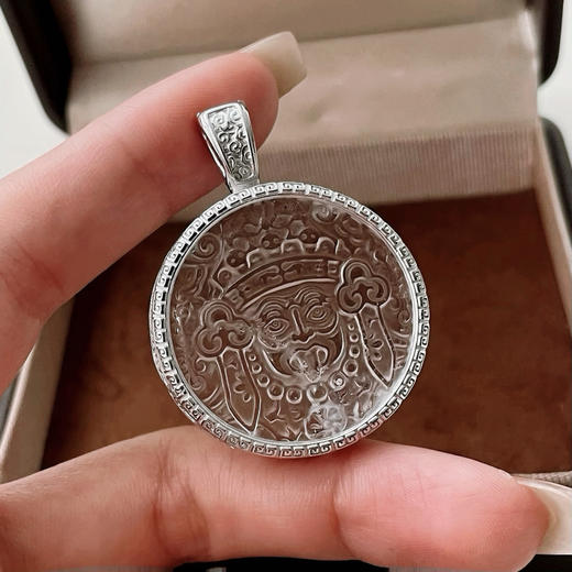 s925纯银白水晶扎基拉姆吊坠男女新款复古高级感挂坠精致扎基拉姆项链直径3cm 商品图2