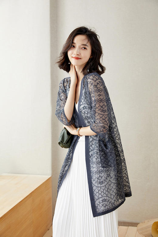 天丝莱赛尔精致薄款镂空防晒中长开衫空调衫 商品图5