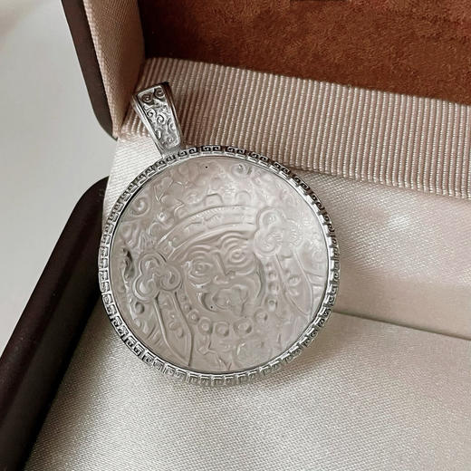 s925纯银白水晶扎基拉姆吊坠男女新款复古高级感挂坠精致扎基拉姆项链直径3cm 商品图4