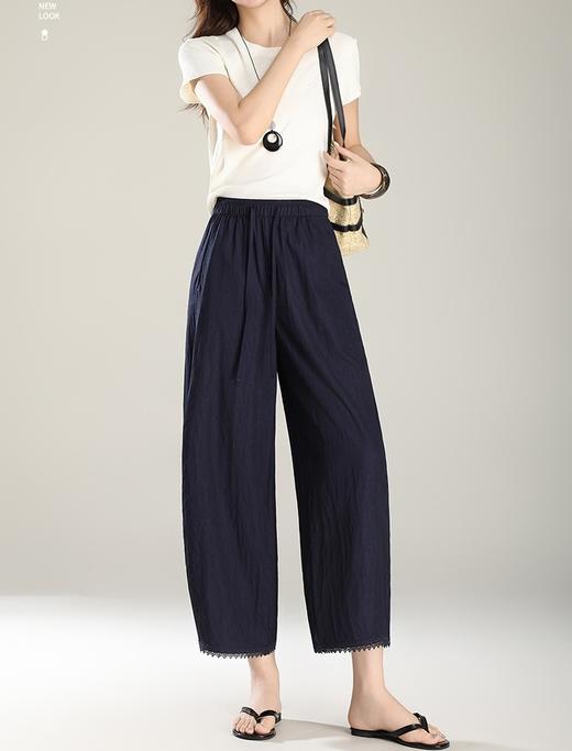 新款超薄凉快阔腿休闲气球八分裤睫毛裤 商品图7