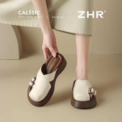 ZHR则则厚底增高拖鞋女包头拖夏季新款懒人通勤一脚蹬时尚休闲鞋 商品图8