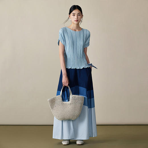 【林栖设计小店】肌理感T恤多色优雅百搭修身显瘦2025夏季新款短袖上衣女F1952544 商品图1