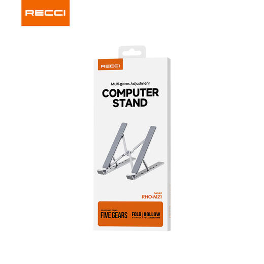 RECCI锐思RHO-M21手机笔记本支架铝合金镂空散热硅胶防滑可折叠收纳随身携带 商品图5