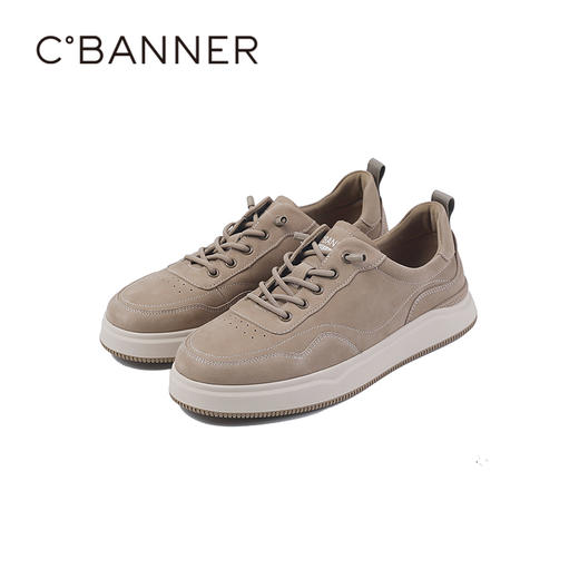 4楼千百度2025秋季真皮板鞋透气真皮鞋垫橡胶大底便穿男鞋A25407573 商品图4