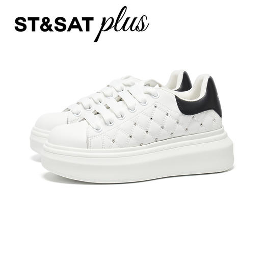 星期六时尚百搭菱格铆钉小白鞋SSD3112041 商品图10