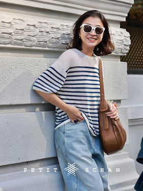 PETIT SCHAN小闪 CLO#870 Sail 风帆 亚麻混纺条纹短袖套头衫