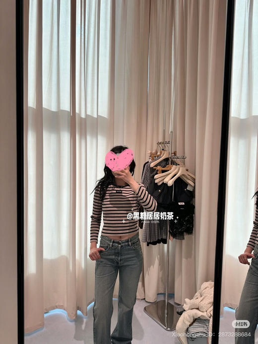 728-3 独家圆正 大爆款 miu大地色系 条纹短款九分长袖衫 单穿打底衫 我穿M修身偏小一号 商品图4