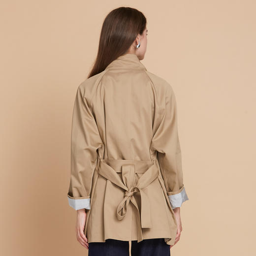 EITIE爱特爱早秋防风立领卡其色宽松2025秋季新款中长款风衣C2504804 商品图4