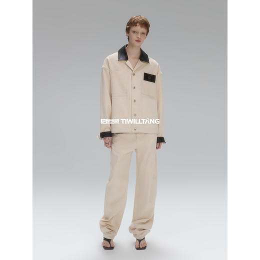 启世录TIWILLTANG“融境崛御”纯棉透气多口袋帆布拼皮夹克 商品图0