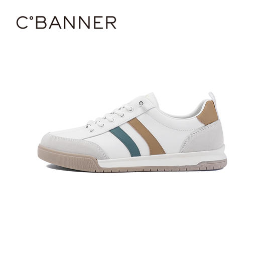 4楼千百度2025秋季男单鞋活力撞色彩条免系鞋带德训鞋A25407611 商品图1