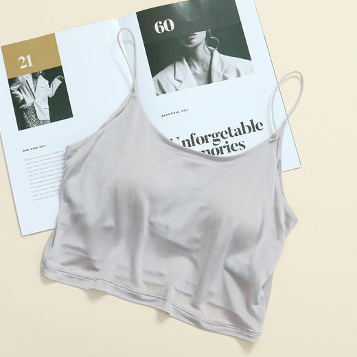 丁摩 打底真丝U型美背内衣防走光抹胸吊带背心桑蚕丝光面文胸宽松5ZF-221 商品图7