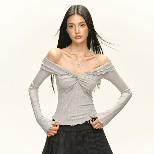 Ariseism 美式复古设计感长袖T恤女秋季新款辣妹修身上衣 商品图3