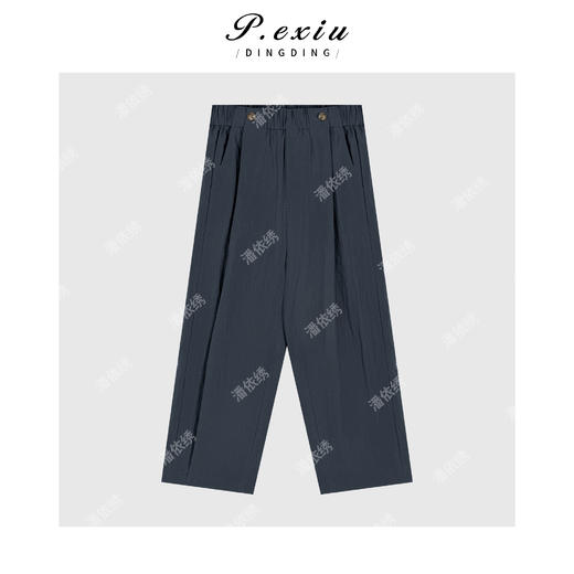 PanYiXiu/潘依绣纸感棉褶皱设计舒适百搭直筒休闲裤 W-63129 商品图1