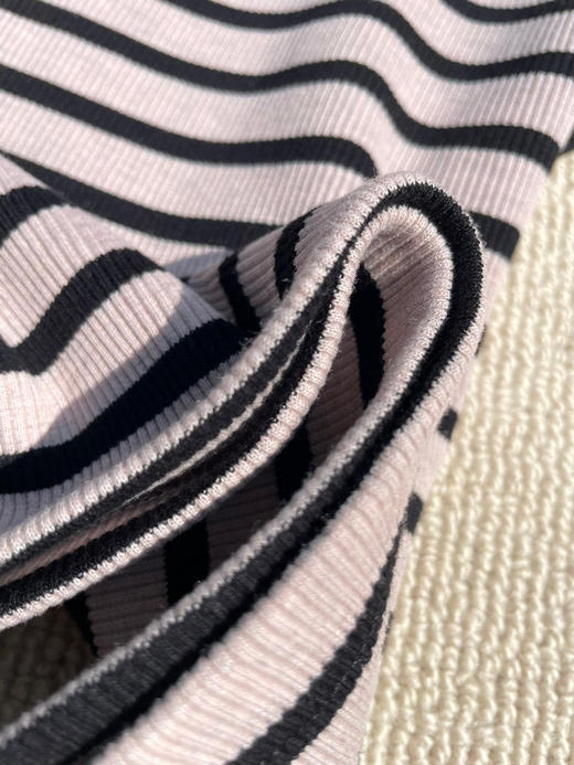 728-3 独家圆正 大爆款 miu大地色系 条纹短款九分长袖衫 单穿打底衫 我穿M修身偏小一号 商品图13