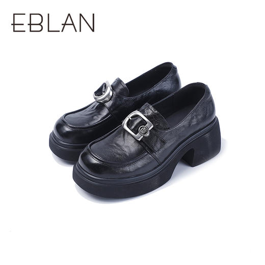 2楼伊伴2025潮流新款厚底乐福鞋单鞋B25112010 商品图4