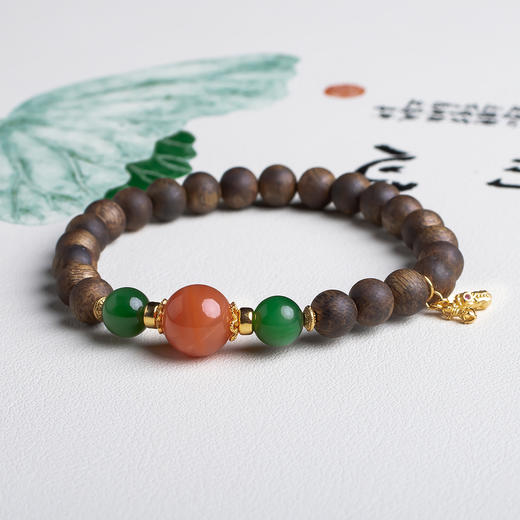 xy0485沉香+南红碧玉吉祥手串 商品图3