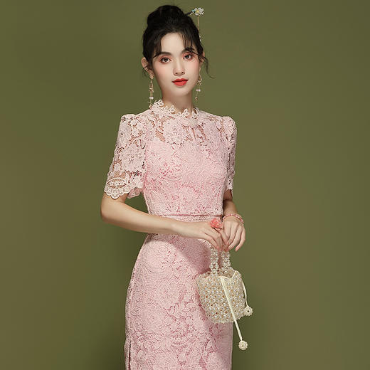 「自」全新升级【铂金会员422/天猫569/差价147】(02052)洛诗琳新中式气质刺绣连衣裙225夏季国风修身改良旗袍裙女 商品图2