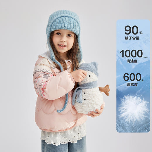 笛莎Deesha 童装女童羽绒服2025冬新款女童可爱印花轻薄羽绒服 商品图3