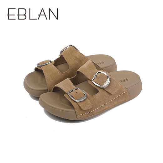 2楼伊伴2025年夏季懒人勃肯拖金属扣件装饰凉鞋B25310802 商品图3