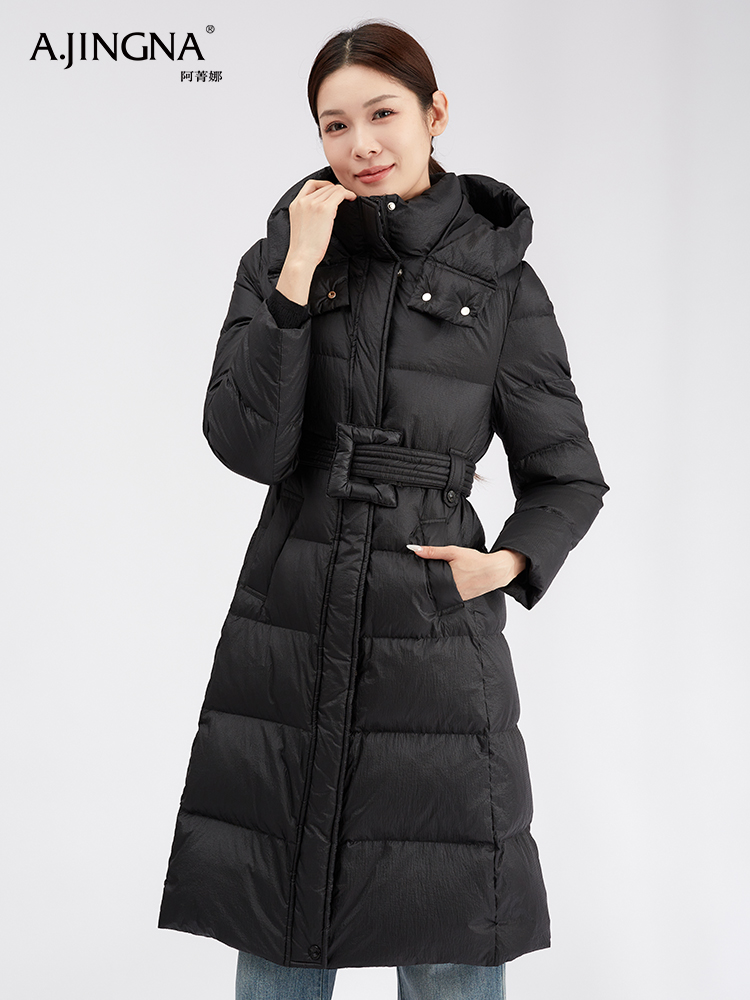 【商城同款】阿菁娜智性立领连帽羽绒服F30D216006
