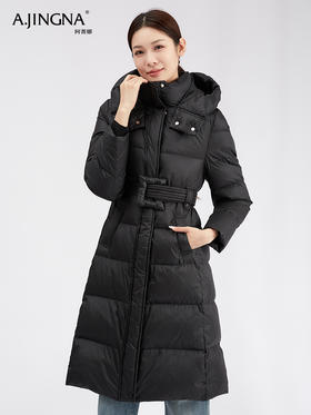 【商城同款】阿菁娜智性立领连帽羽绒服F30D216006