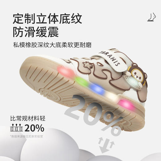 泰兰尼斯儿童板鞋2025秋季新款男童闪灯鞋可控开关女童发光运动鞋 T02X5C6835 商品图2