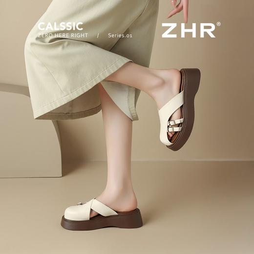 ZHR则则厚底增高拖鞋女包头拖夏季新款懒人通勤一脚蹬时尚休闲鞋 商品图9