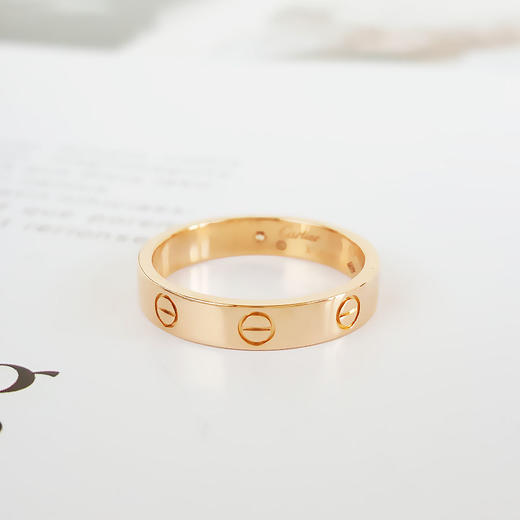 【95新】Cartier卡地亚LOVE系列B4050757 18K玫瑰金窄版单钻LOVE戒指中性款现售价：6200！130725TJ30 商品图4