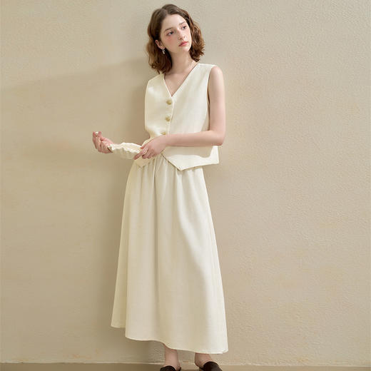 【限时秒杀】老钱风职场通勤质感两件套女V领马甲搭半身裙套装V1441346 商品图3