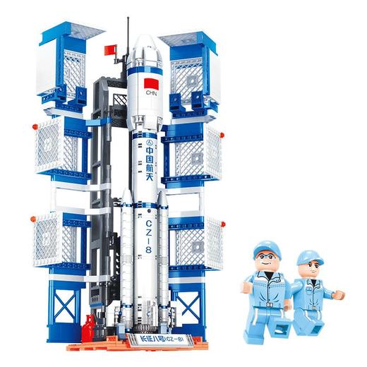 奥迪双钻（AULDEY）长征八号运载火箭积木空间站北斗卫星 商品图1