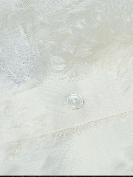 法式浪漫 立领半开扣提花衬衫 温柔米白 宽松长袖仙女上衣 商品图2