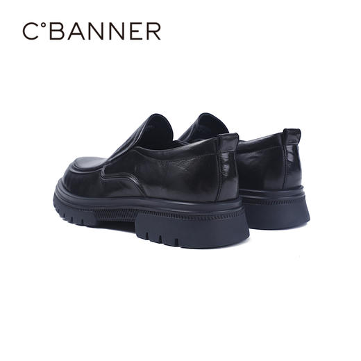 4楼千百度2025质感牛皮鞋面免系带一脚蹬商务皮鞋男单鞋A25431696 商品图5