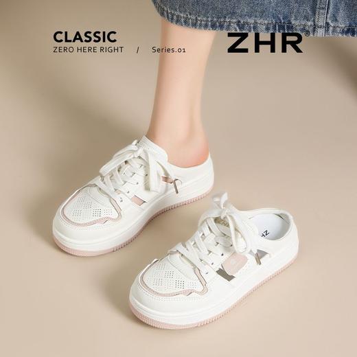 ZHR则则镂空透气包头半拖鞋女夏季小白鞋软底小白鞋半拖鞋女外穿 商品图6